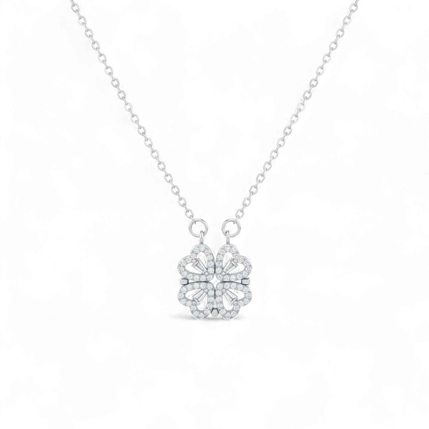 Clover 4 leaf Heart Magnet Necklace