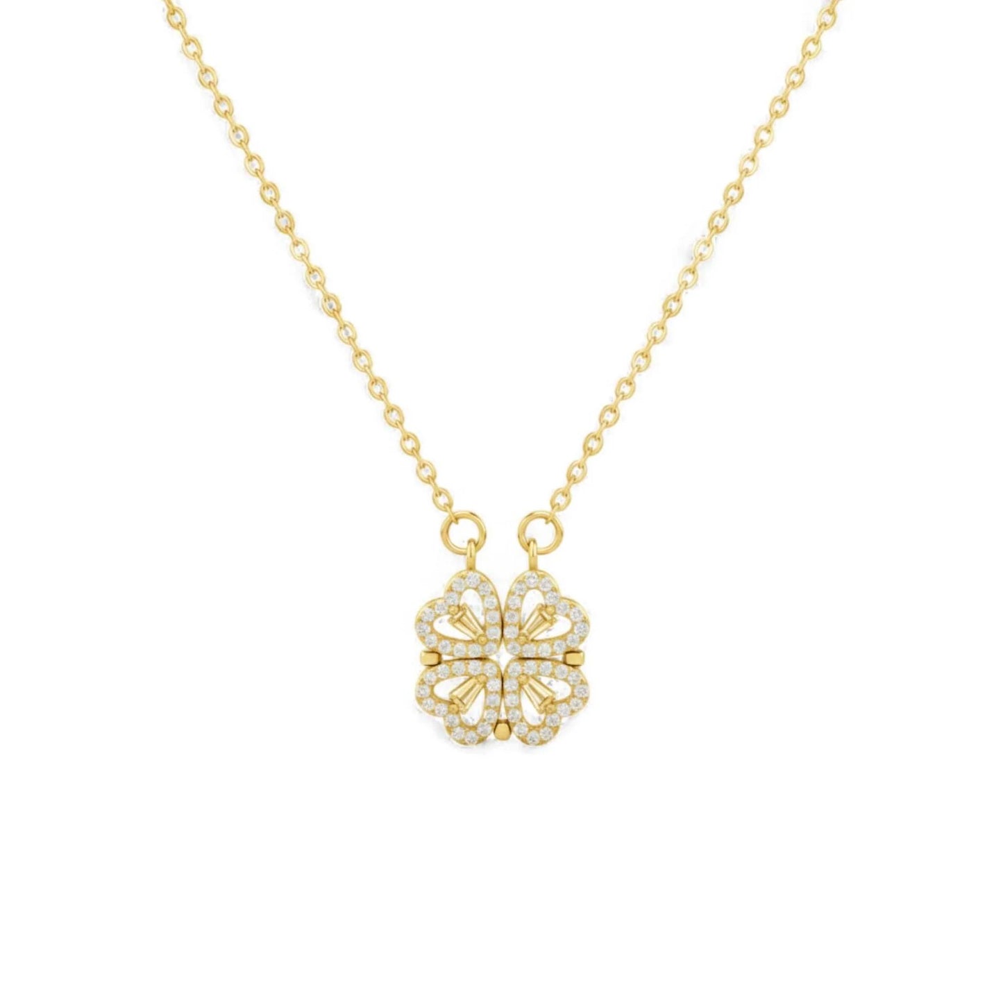 Clover 4 leaf Heart Magnet Necklace